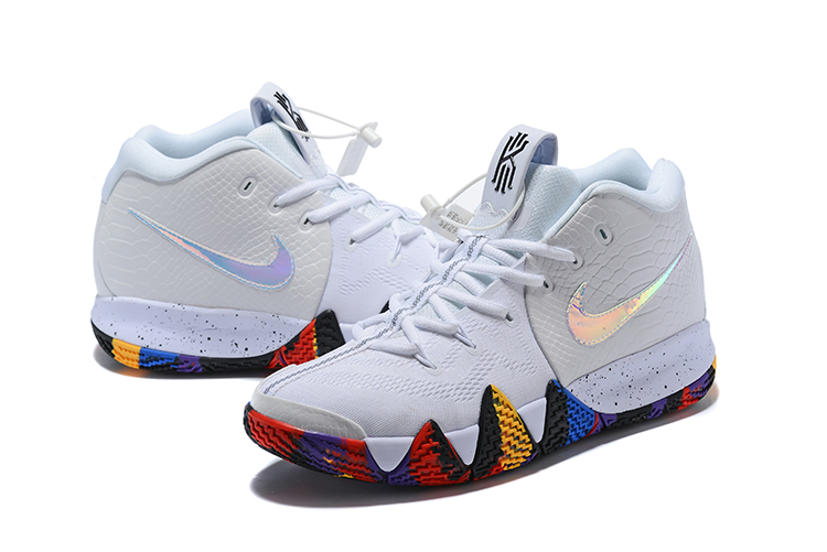 2018 Men Nike Kyrie 4 White Silver Colorful Shoes